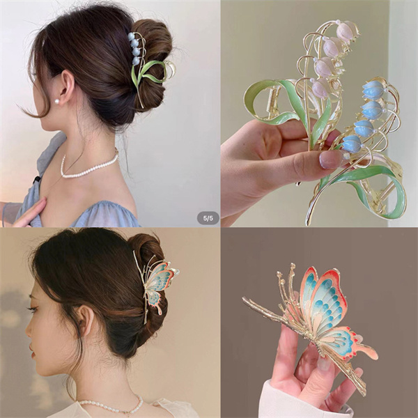

New Colorful Butterfly Clamps Women's Summer Ancient Hair Top Grade Shark Clip Large Elegant Design Hairpin AC398