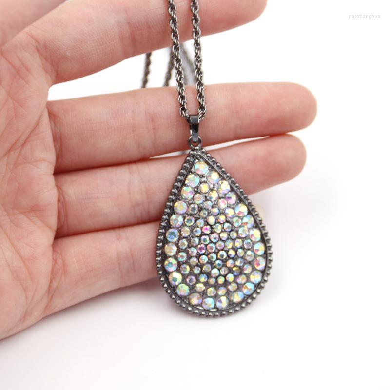 

Pendant Necklaces Big Waterdrop Studded AB Rhinestone Necklace Statement Designer Gift Jewelry For Women Trend Party