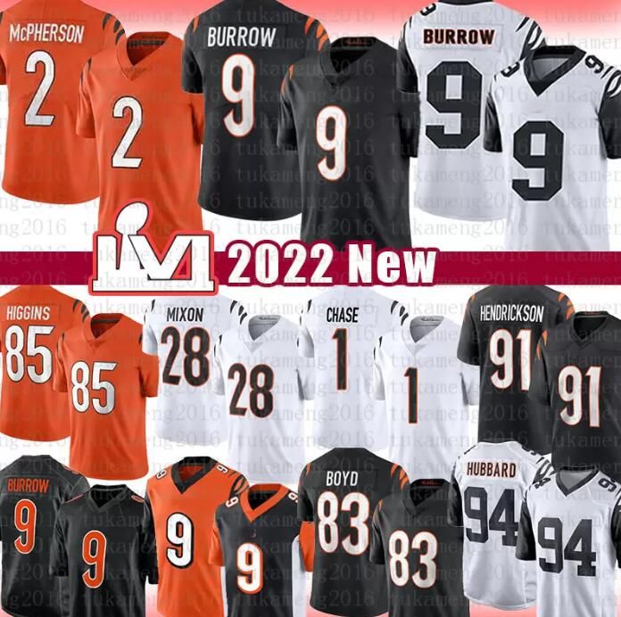 

Stitched football jersey Cincinnati''Bengals''9 Joe Burrow 1 Ja'Marr Chase Mixon Sam Hubbard Logan Wilson Untouchable Elite Jerseys, With logo