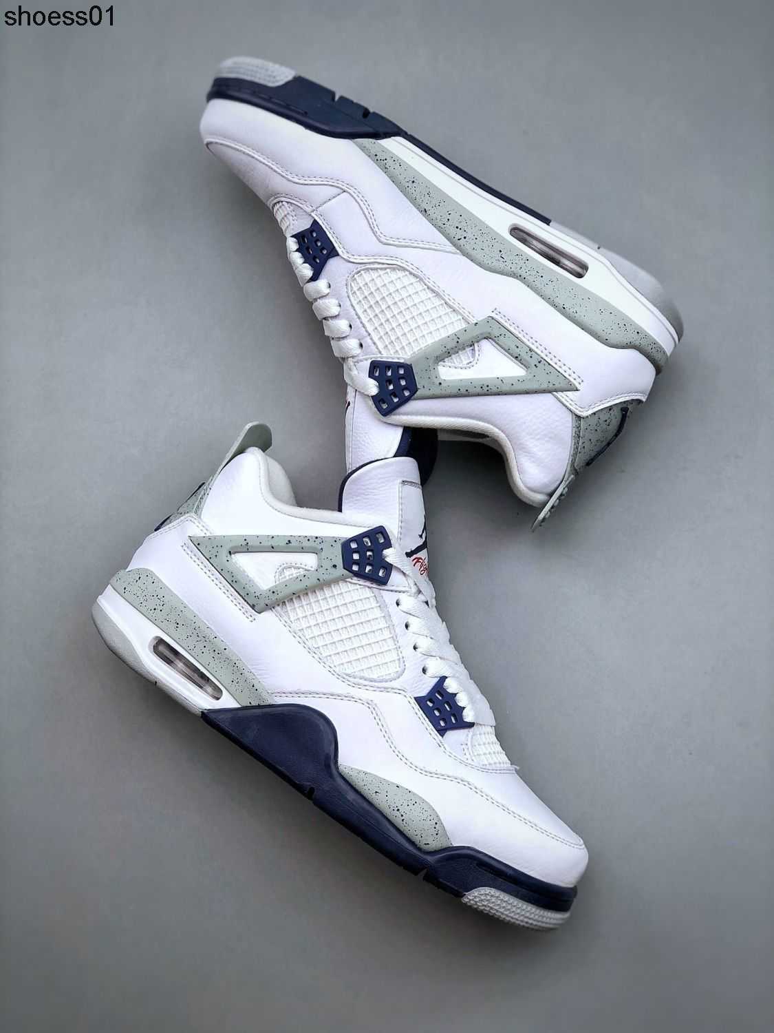 

superior quality New mJ4 Retro "Midnight Navy" White Blue Midnight Blue Unisex Fashion Retro Basketball Shoe