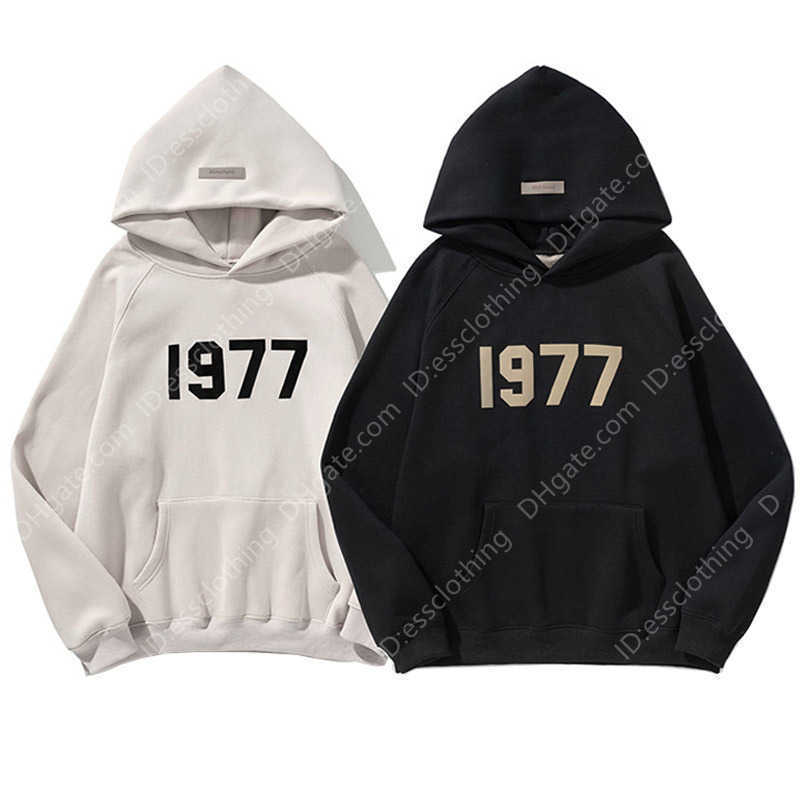 

Hoodie New Oversized Men ESSENTIALS Hoodies 1977 Flocked 100% Cotton Sweatshirts Loose Couples Tops Fashion Hip Hop Hoodie, G6168