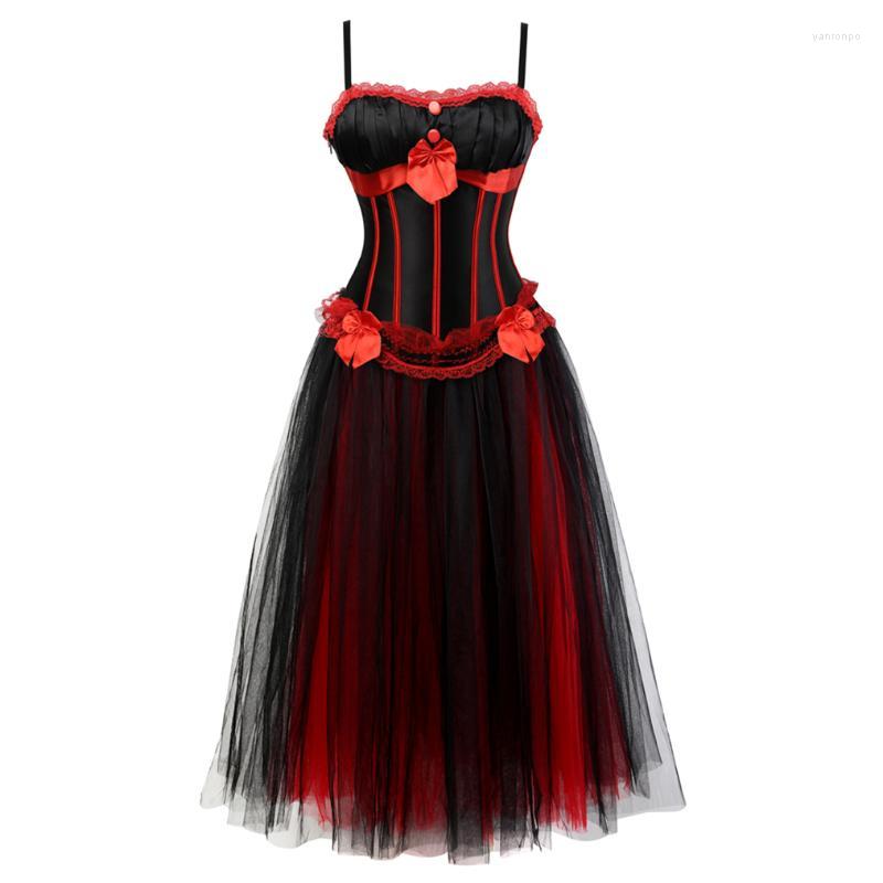 

Bustiers & Corsets Gothic Straps Corset Dress Vintage Gowns Skirt Sets Overbust Top Lace Up Party Renaissance Clubwear Elegant CostumesBusti, 7019