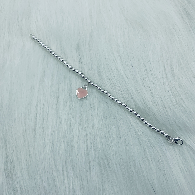 

100% S925 Sterling Silver Beaded Tag strands Bracelet Beautiful fashion Elegant 4MM ball chain for women Bracelets high End Gorgeous Designer jewelry love heart gift