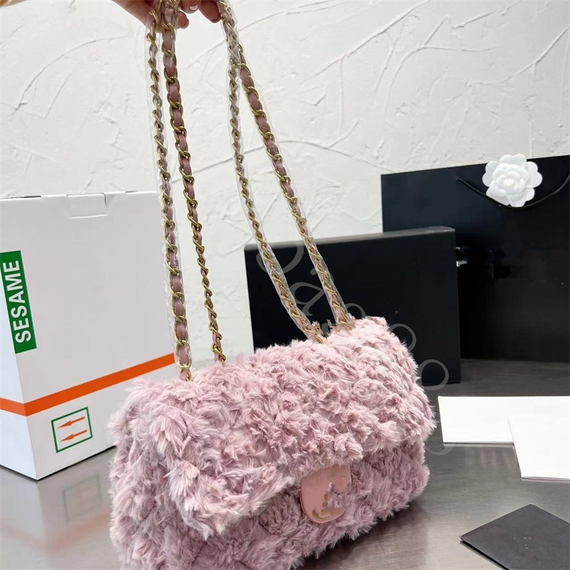 

2022 hairy chain bag Fashion Shoulder Designer Brand Chains Bags Handbags Women Letter Purse Phone Bag Wallet Crossbody Totes, Box