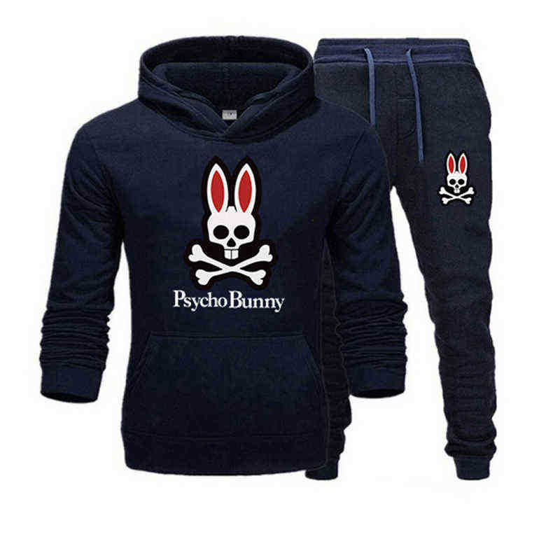 

Men' Tracksuits 2021 Men Tracksuits Male Hoodies and Pants Long Sleeve Psycho Jogging Suits Bunny Streetwear Athletic Sets Autumn, White