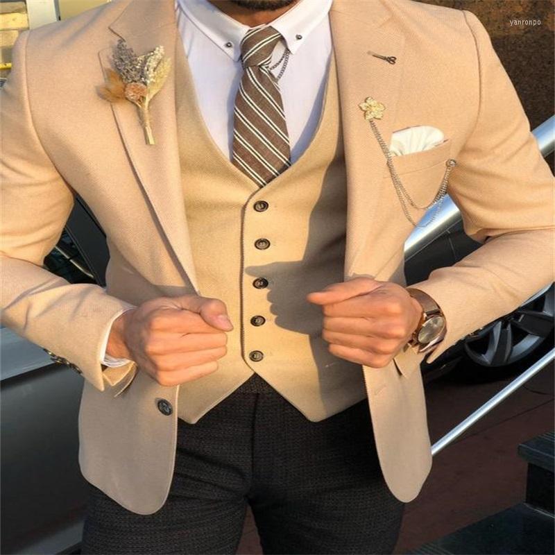 

Men's Suits Men's & Blazers Two Piece Men Khaki Cotton Groom Suit Customized Tuxedo Fit Party Outfit Vest Handsome Formal Coat For, Gray