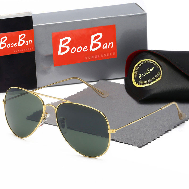 

Booe Ban Men Classic Brand Retro women Sunglasses Pilot Luxury Designer Eyewear Metal Frame Mirror Sun Glasses 62mm UV Protection spectacles Glass Lens eyeglass