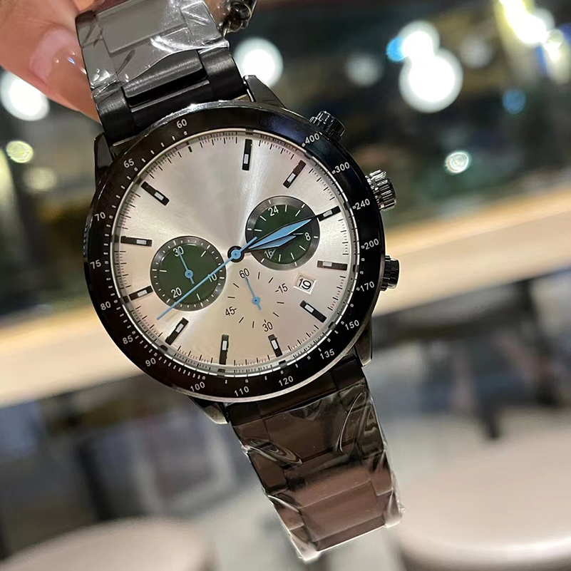 

New luxury watch multi-function second run quartz movement three eye timing fine steel butterfly clasp mineral glass mirror, Kalamboro glass