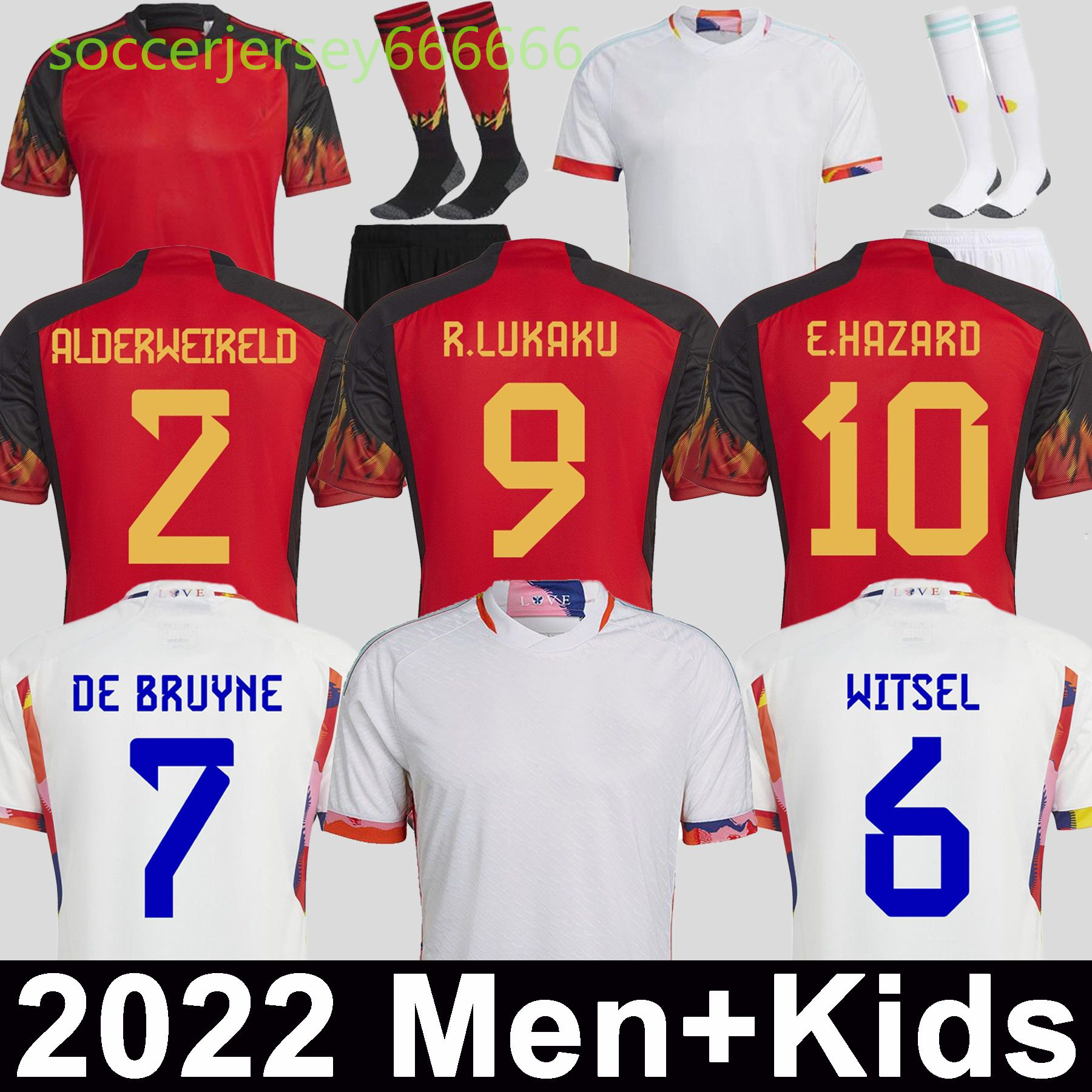 Joueur des fans Belgique 2022 Coupe du monde Jerseys Jerseys Team de Bruyne Hazard Courtois Lukaku Tielemans Doku 22 23 Batshuayi Kevin Men Kids