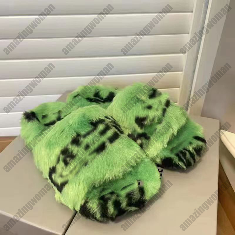 

Women Wool Floppy Slippers Solid Color Plush Embroidery P Flip Flop Winter Original Rubber Non-slip Bottom Sheep Leather, White