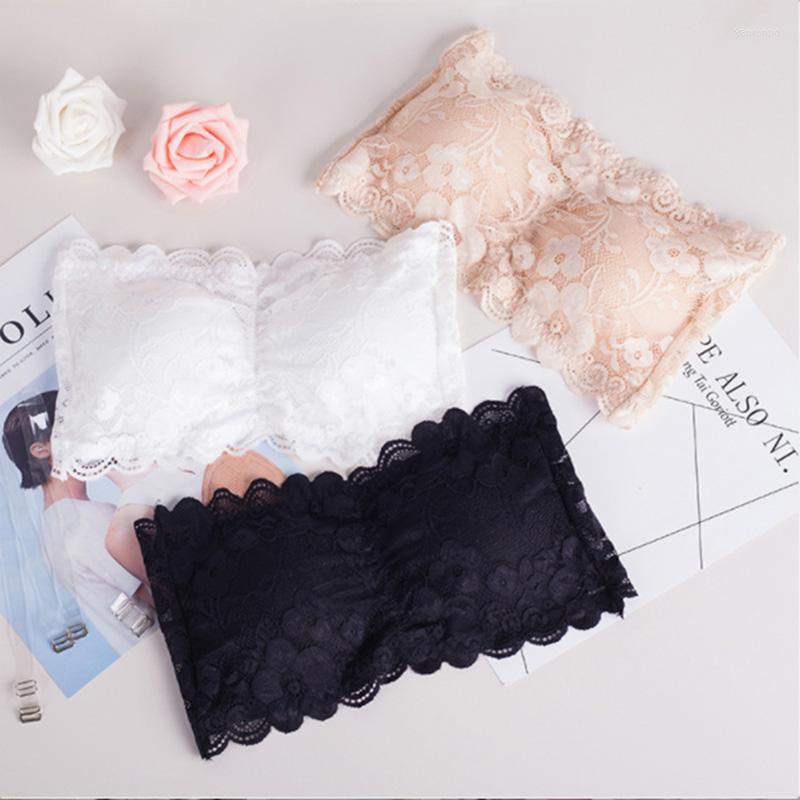 

Bustiers & Corsets Lace Wrapped Chest Underwear Females Women Brassiere Sexy Tube Top Bra Prevent ExposedBustiers, Black