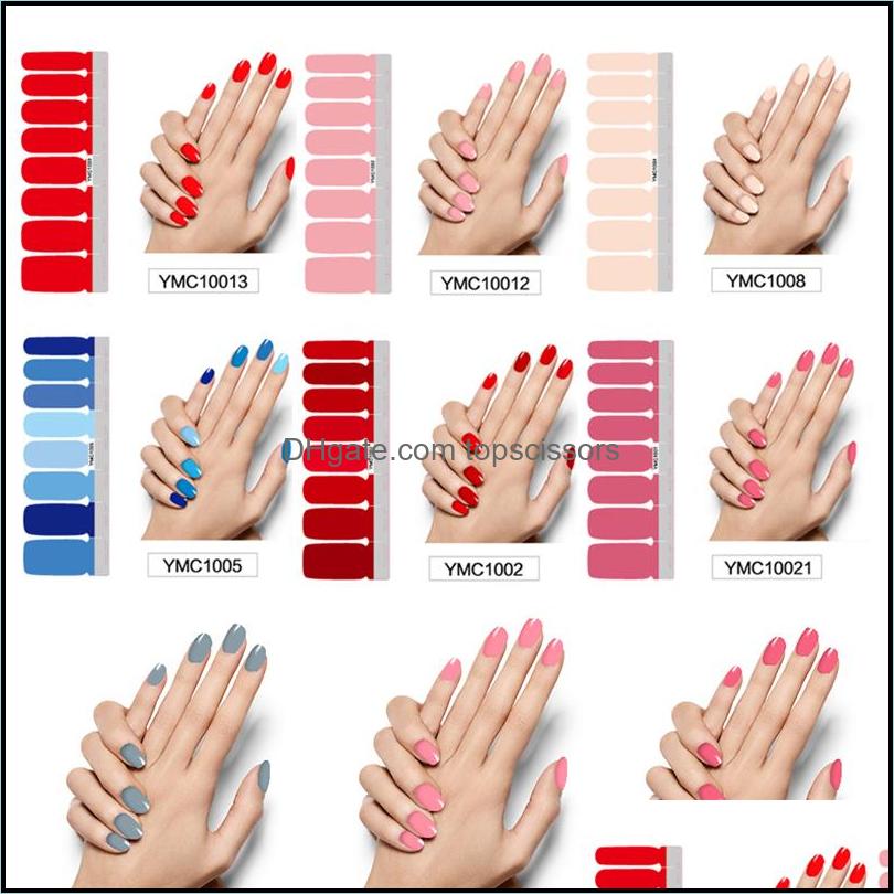 

Stickers Decals Pure Color Diy Nail Wraps Fl Er Nails Sticker Art Decorations Manicure Adhesive Polish Solid Valentine Gift Drop D Dhrbt, Da001