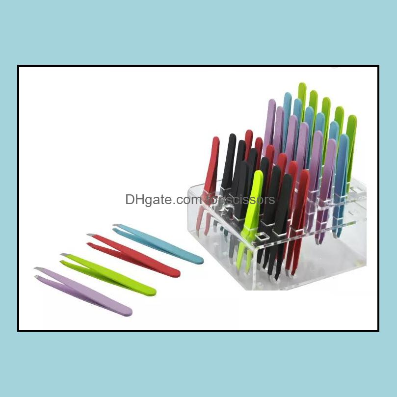

Eyebrow Tools Stencils Wholesale24Pcs Colorf Stainless Steel Slanted Tip Beauty Eyebrow Tweezers Hair Removal Tools Lowest Price B Dhzp1