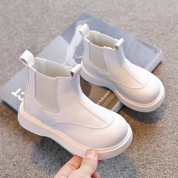 

Girls' sneakers children boots 2022 Autumn Winter New boys' plush warm KIDS daddy shoes soft sole non-slip fashion casual children's artificial leather boots, Black