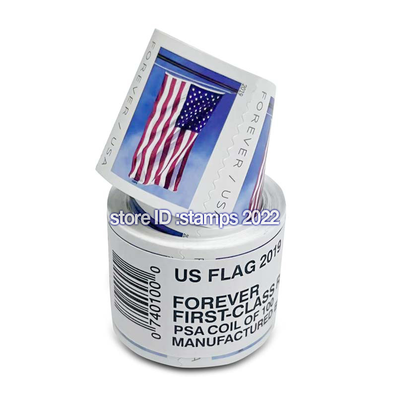 

2022 US Stamp USA Flag Roll of 100 First Class Rate Postal Service Envelopes Letters Postcard Office Mail Supplies Invitations, Stamps