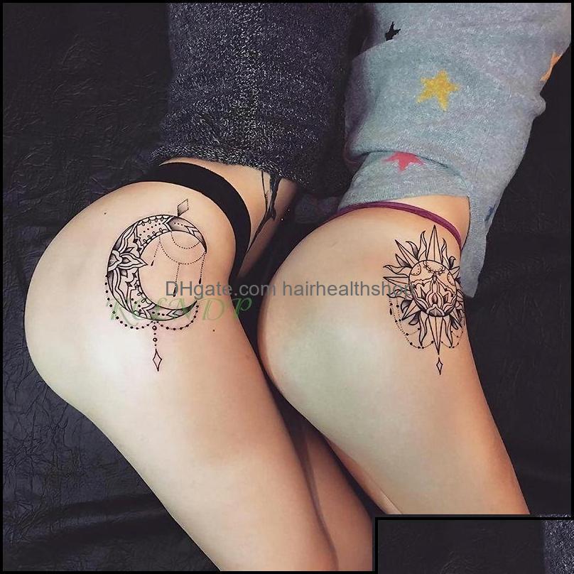 

Temporary Tattoos Body Art Health Beauty Waterproof Tattoo Sticker Sexy Moon Sun Fake Tatto Flash Tatoo Tatouage Dh Otq5F