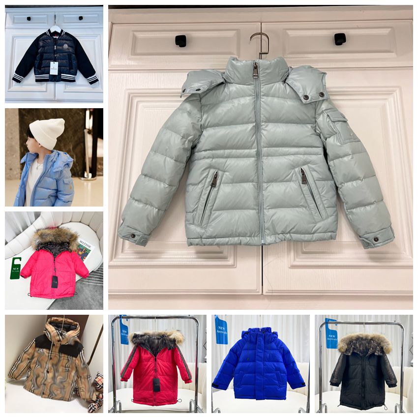 Brand Winter Down Coat Boys Girls downs Jackets Button zipper Letter Outdoor kids designer Multicolor coats Woolen Warm Snowsuit Hooded Outerwear Lo