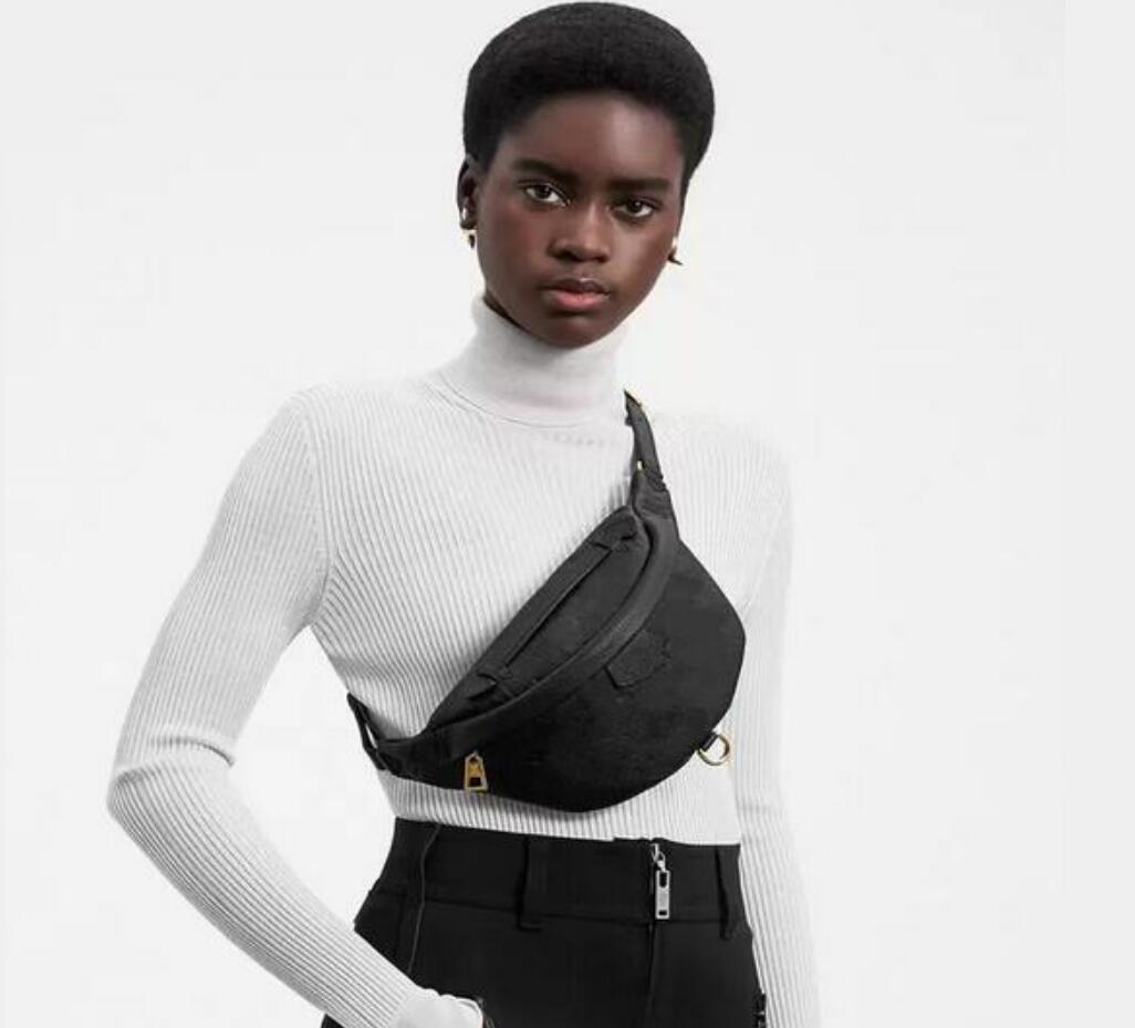 

Designers BUMBAG Women Bum Bags Mono Belt Waist Chest Bag Fashion Crobody Claic Cro Body Handbags Empreint Leather Lady Shoulder Purse, Black