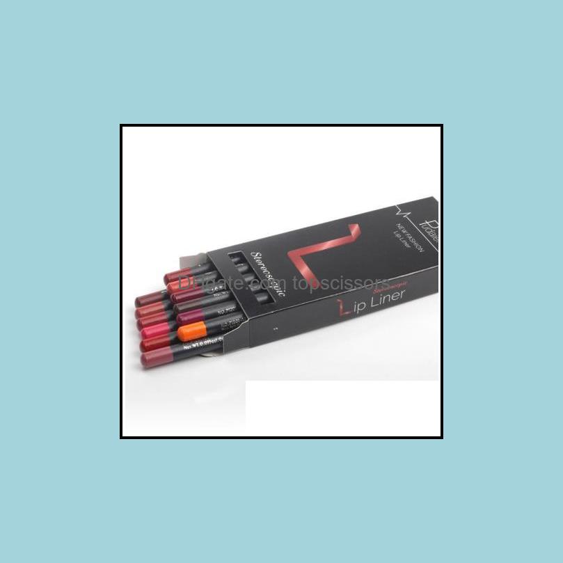

Lip Pencils 12 Colors/Set Lip Liner Pencil Stylish Black Color Sexy Matte Stick Waterproof Lasting Beauty Makeup Cosmetic Drop Deliv Dhamd