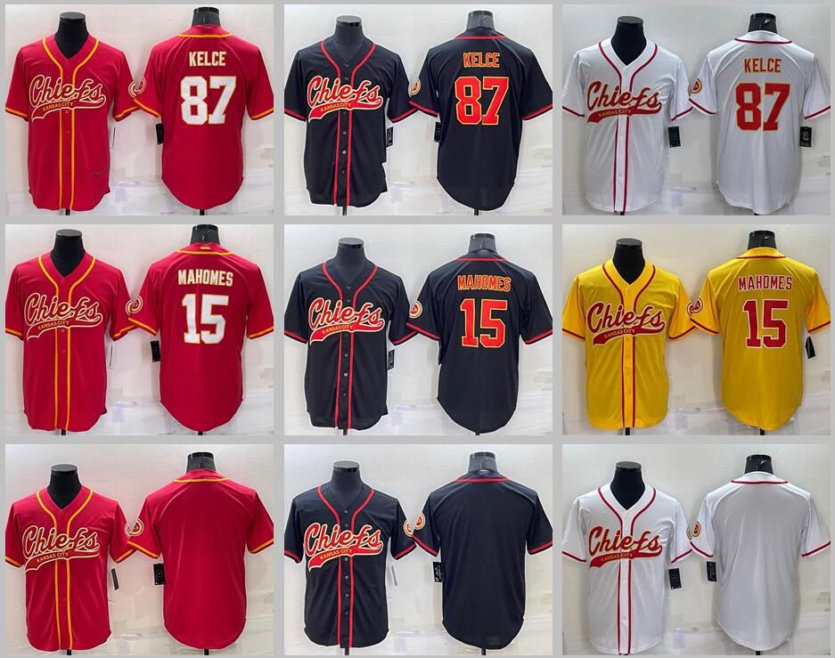 

15 Patrick Mahomes Jersey KansasCity''Chiefs''Travis Kelce JuJu Smith-Schuster Chris Jones Jaylen Watson red baseball rugby football''nfl je, Stitched