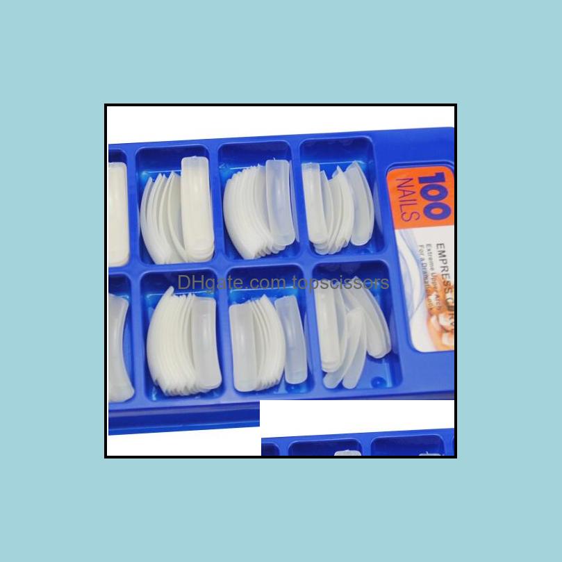 

False Nails 100Pcs/Set Nail Tips Half Er Artificial Art False Nails Salon Fake Transparent Diy Manicure Sets High Quality Drop Deliv Dhmxv