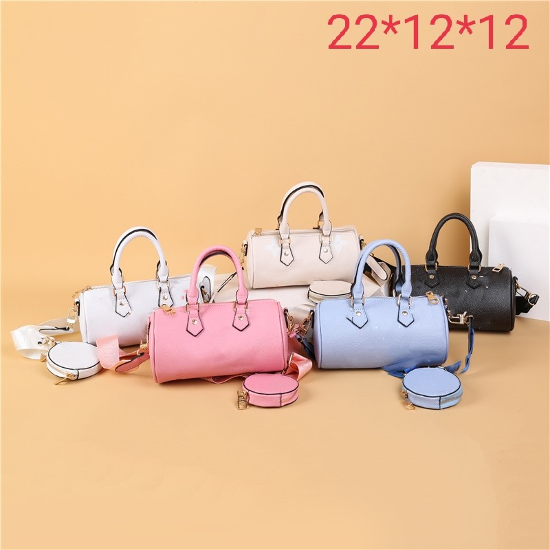 

Fashion Children letter printed circular pillow handbags big girls messenger boston bag luxury PU leather single shoulder bags with purse sets A9230, Beige