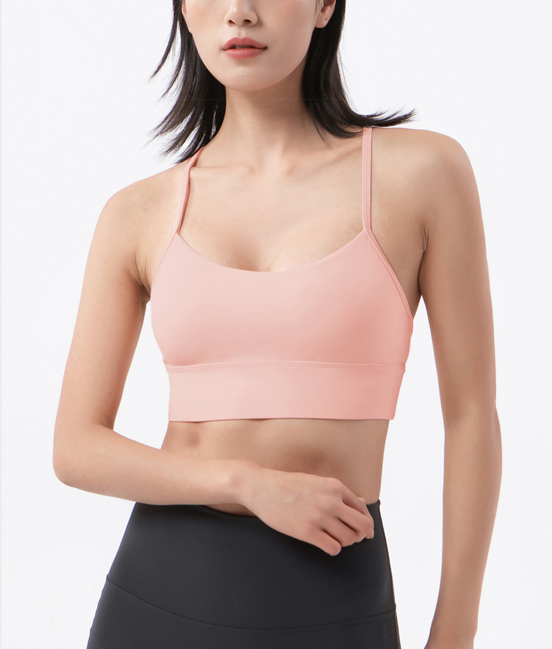 

LL Stretch Y-shaped Yoga Bra Women Classic Y Bras Breathable Sports Tank Underwear Jogging Padded Gym Running Lingerie, Haze blue