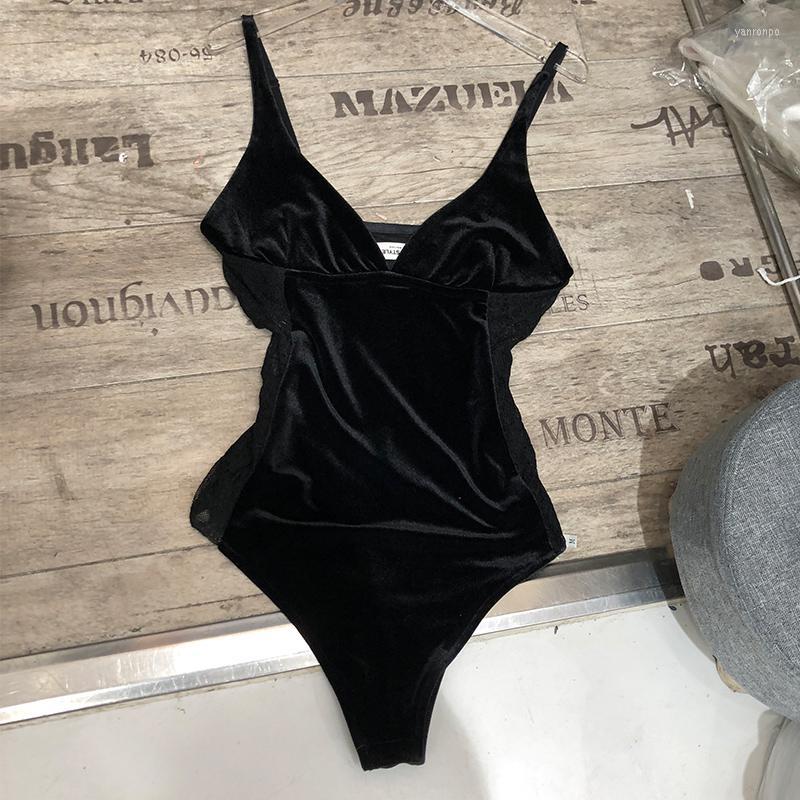 

Women' Two Piece Pants Women' Beach Style Bodysuit For Women 2022 Summer European Temperament Velvet Splicing Female Sexy Suspender, Black