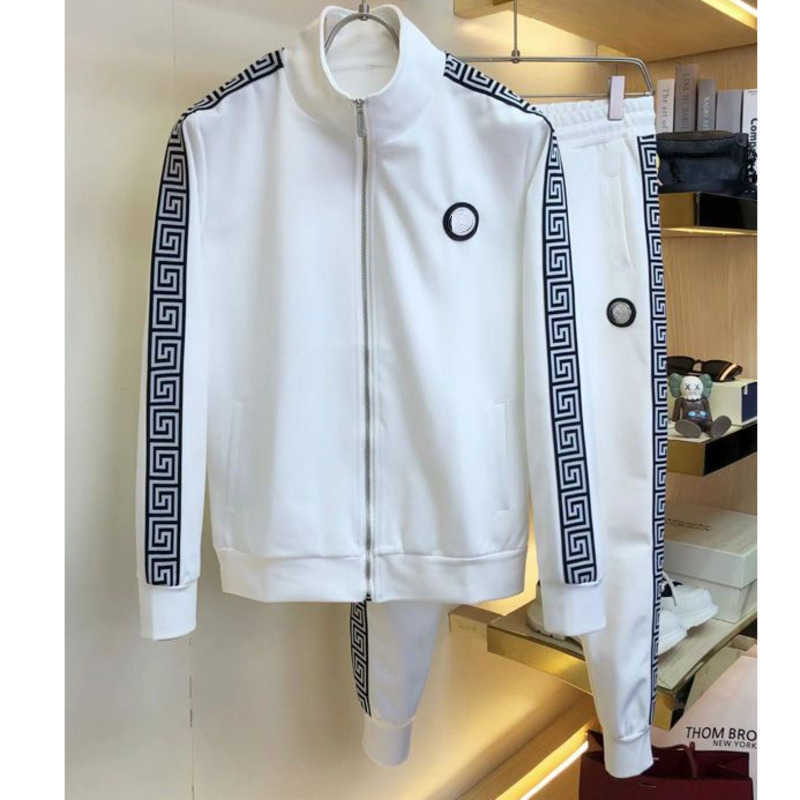 

Luxury Medusa Mens Tracksuit Vers Designer Jacket Pants Two-piece Embroidered Zipper Coat Trousers Men Women Sports Suit 001, White