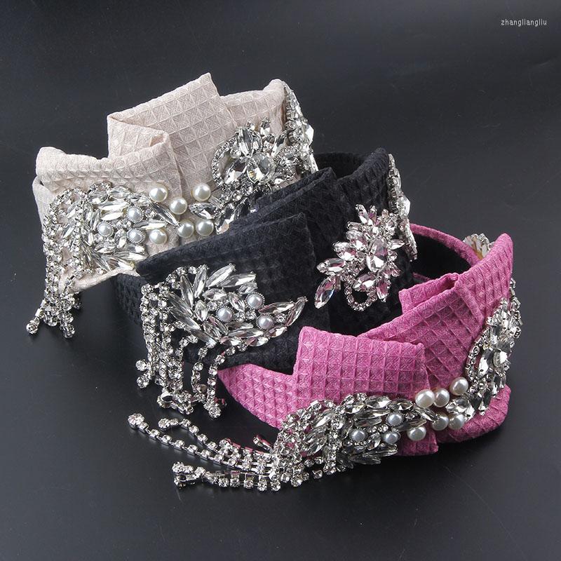 

Hair Clips Fashion Exaggerated Multi-layer Fabric Inlaid Pearl Rhinestone Tassel Headband Ladies Gorgeous Prom Travel 954