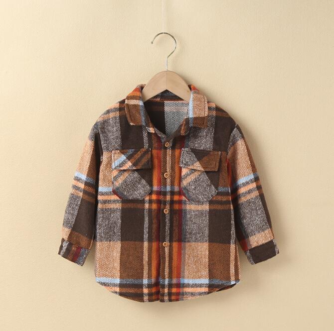 

New Girls' Fashion Kids Shirts Foreign Style Small Plaid Shirt In Spring And Autumn Children's Fashionable Splicing Casual Wear Bottom Coat