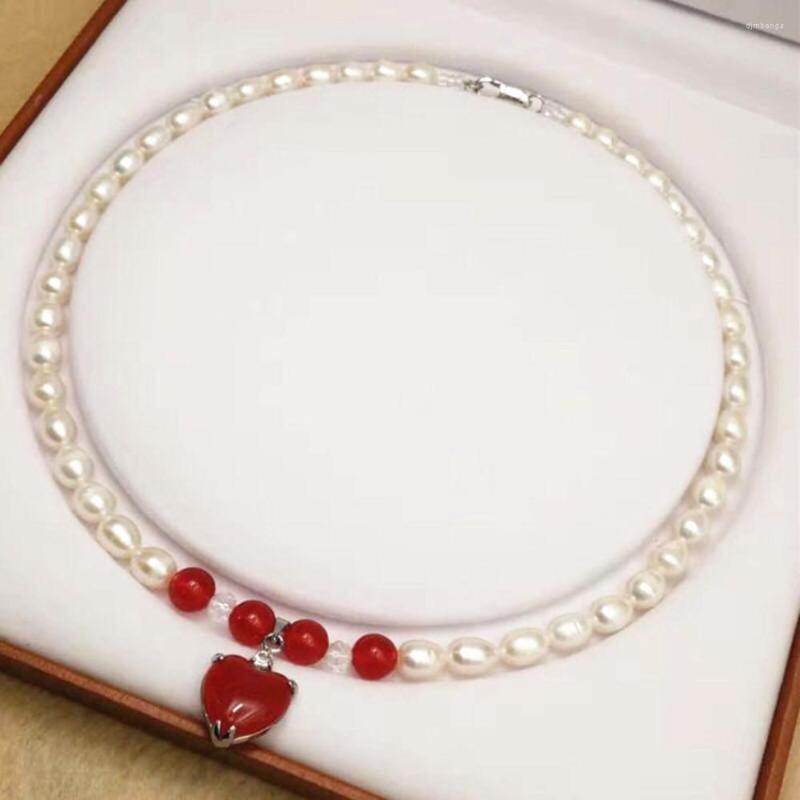 

Pendants Retro Style Natural Freshwater Cultured Pearl Necklace Fashion Heart-Shaped Agate Pendant Shell Send