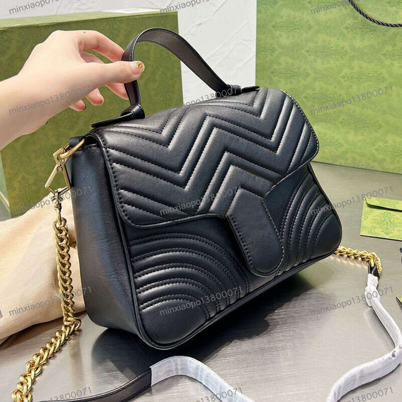 

Newset Women Marmont Lady Messenger Bags Love heart V Wave Pattern Satchel Genuine Leather Shoulder Bag Chain Butterfly Handbags Purse, Packaging bag