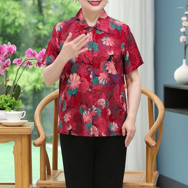 

Women's Blouses Top Female Short Sleeve Printing Lapel Cool Blouse Summer Tops Women