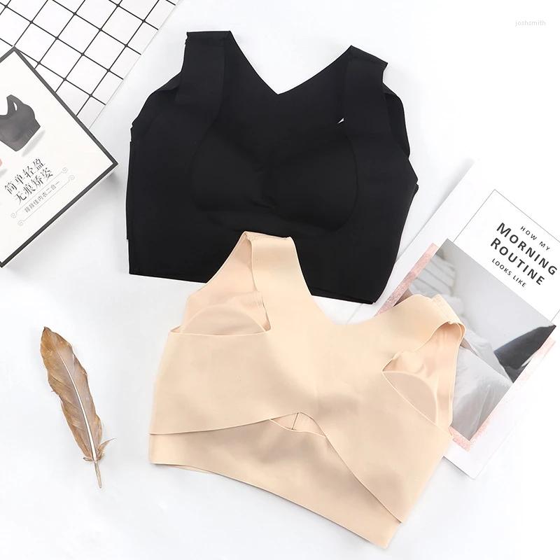 

Yoga Outfit CHRLEISURE Push Up Sports Bra Front Closure Underwear Women Seamless Wireless Cross Beautiful Back Lingerie Sexy Size, Black