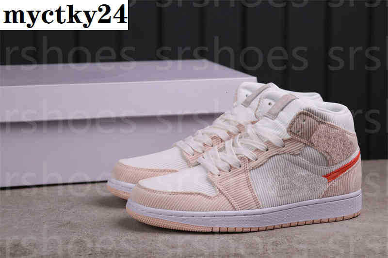 Chaussures de basket-ball interm←diaires Jumpman 1 High 1s Og Corduroy Rice Orange Trainer NC Obsidian UNC Competition Men and Women Sneakers Sea