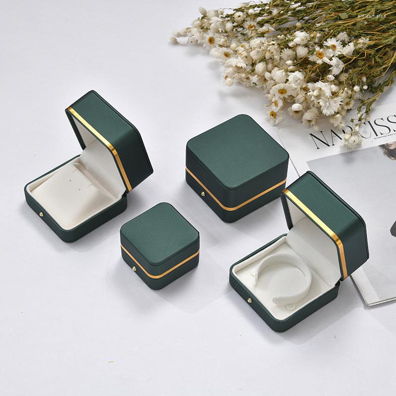 

Jewelry Pouches Luxury Green Box Ring Bracelet Bangle Case Peadant Holder Storage Organizer Household Store Packaging