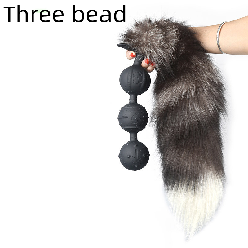 Sexy Costumes beads Super Long Anal Tail Cosplay Silicone Soft Anal Ball Dilator For Man Woman Fox Tail Anal Plug Massager Pull Beads Buttpl-image-813830939