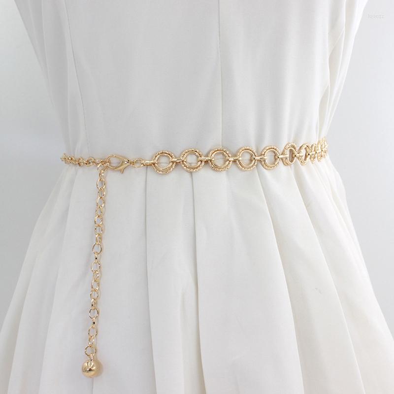 

Belts Dress Thin Belt Metal Waist Chain Ladies Fashion Hip High Gold Silver Narrow Thick Tassel Crystal Diamond