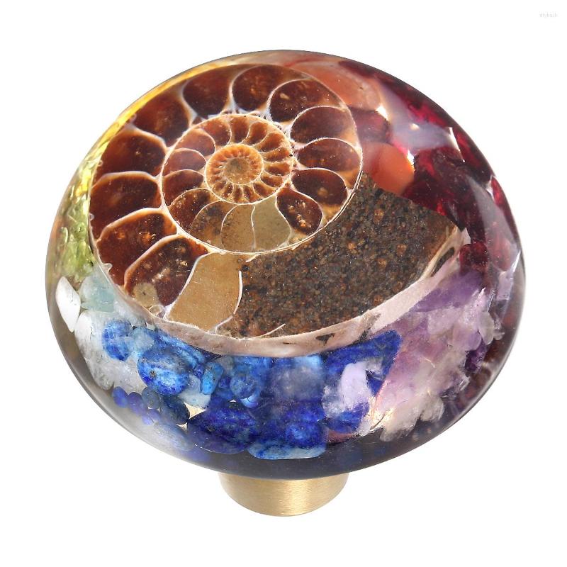 

Jewelry Pouches TUMBEELLUWA Ammonite Colorful Stones Resin Crystal Drawer Knobs Pull Handle Cupboard Dresser With Screws Home Decor
