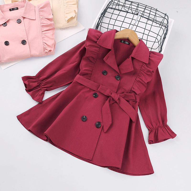 

Coat Baby Girls Windbreaker Jacket Solid Outerwear Kids Spring Autumn Long-sleeved Fashion Children Teenager Clothes 2-8Y, Black