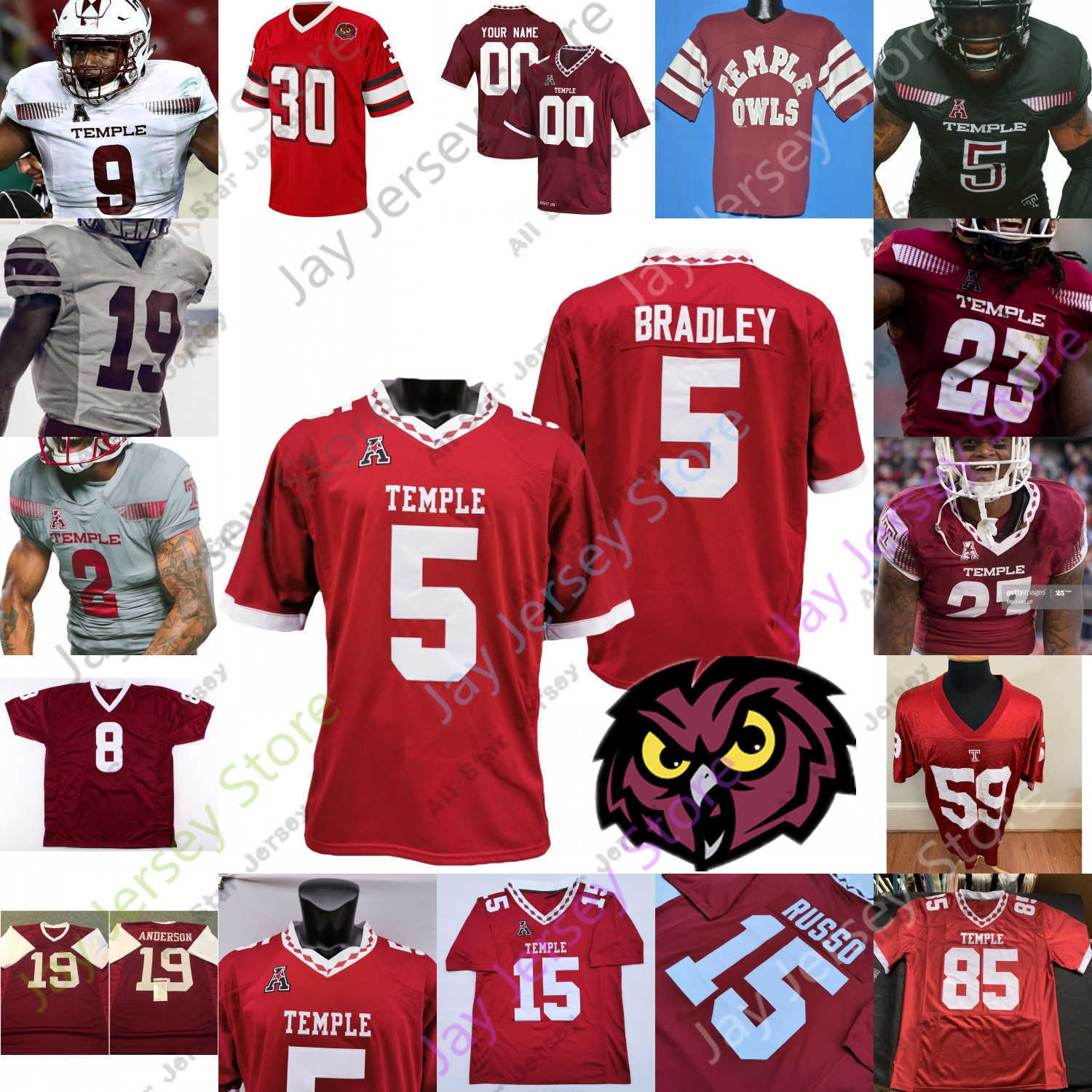 

Football Jerseys Temple Owls Football Jersey NCAA College Travon Williams Zack Mesday Ryquell Armstead Bryant Dogbe matakevich Anderson Wilkerson Reddick, Red i