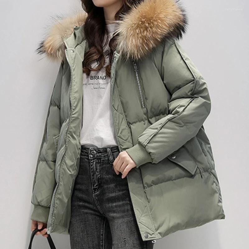 

Women' Down Winter Jacket Women Oversized Hooded Parkas Solid Casual Thicken Jackets Korean Long Sleeved Paded Coat Casaco Feminino, Beige