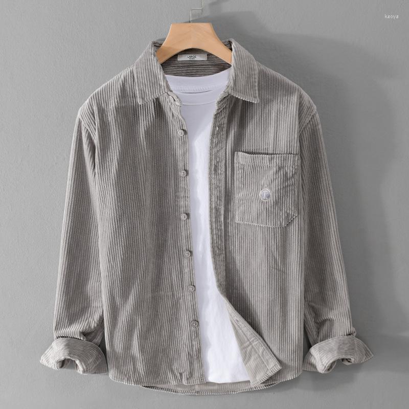 

Men's Casual Shirts Winter Fall Fashion Men Classic Vintage Corduroy Long Sleeve Button Up Jackets Teen Solid Color Simple Tops Blouse, 9767 khaki