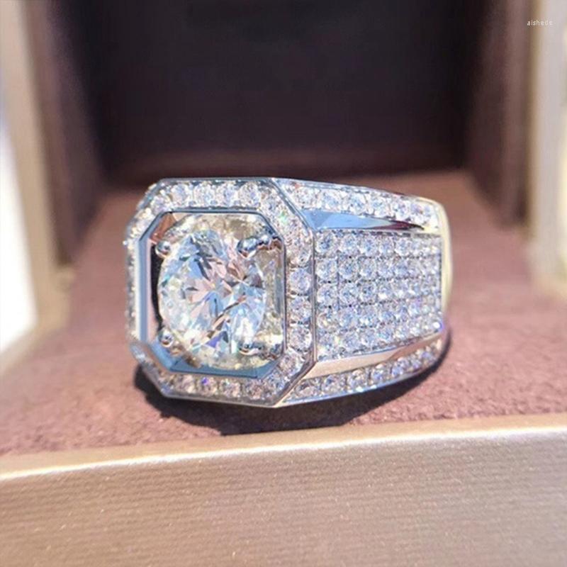 

Wedding Rings Exquisite Round Cut White Cubic Zirconia Solitaire Engagement For Women Luxury Fashion Statement Ring Jewelry