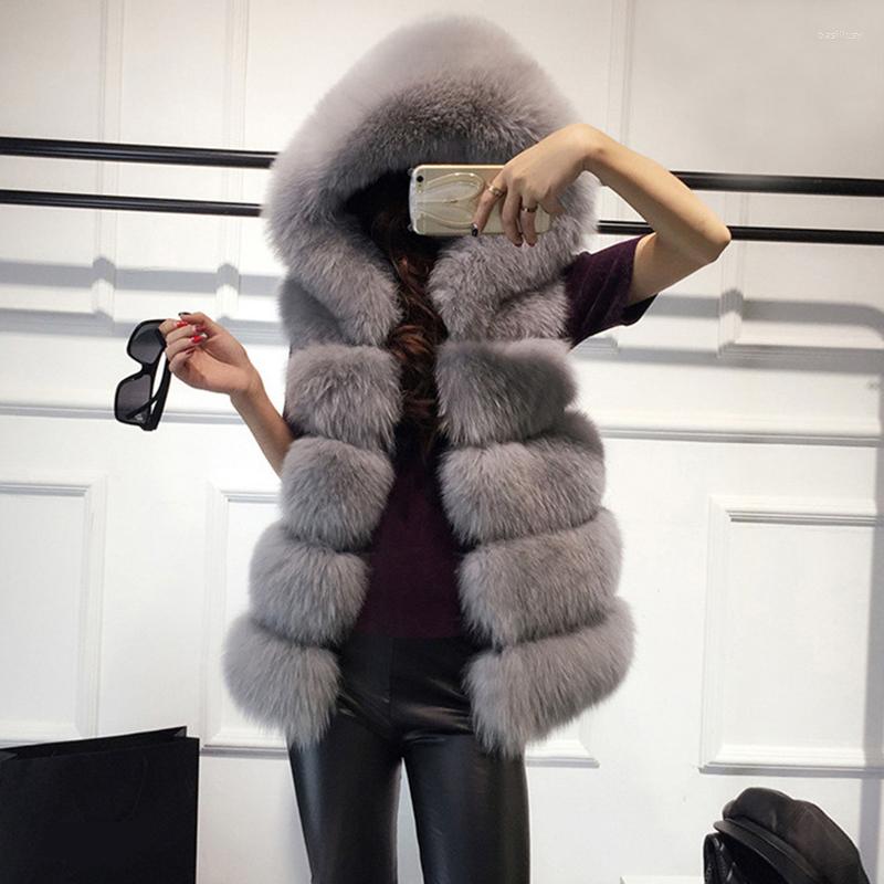 

Women's Fur Faux Vest Women's Winter Coat Women Jacket Mid-length Hooded Warm Coats And Jackets Zm1604, White