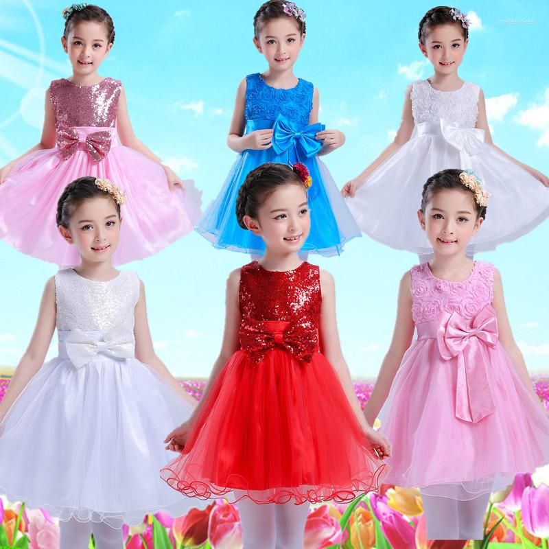 

Stage Wear 4 Colors Sequins Salsa Dress Modern Jazz Dance Costumes For Girls Ballroom Dancing Dresses Kids Pink Red Blue, Style 1 pink