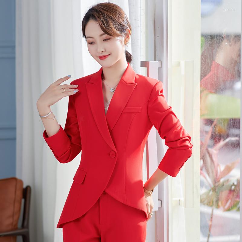 

Women' Suits 2022 Women Coat Fashion Oversize Elegant Red Jacket OL Styles Autumn Winter Blazers For Business Work Blaser Outwear Tops, Red coat