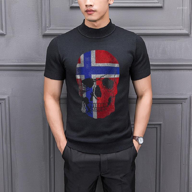 

Men's Sweaters European Design Diamond Craft Chic Knit T-Shirt Spring And Summer Men's Sweater Round Neck Pullover Tops, As shown asian size