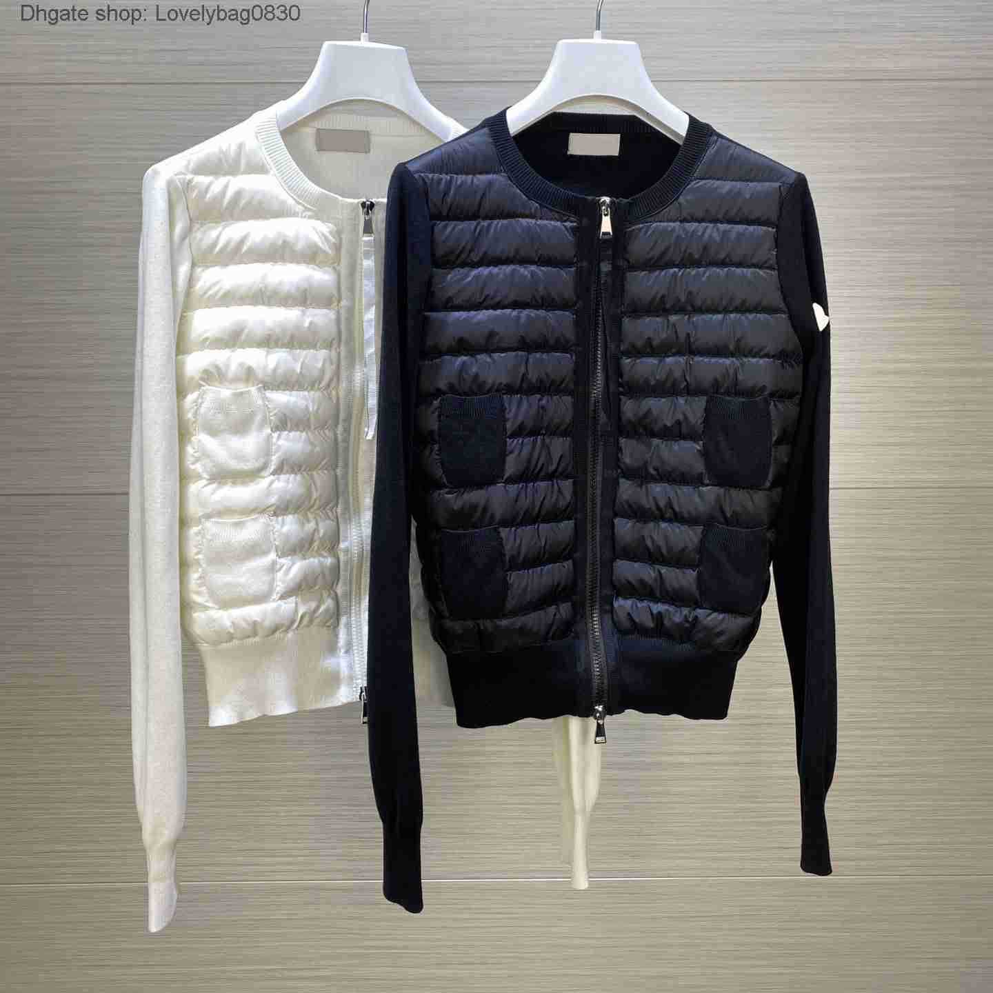 

Designer France maya womens down jackets luxury MonC Four-pocket knitted panel Women' Parkas French brand Embroidered Badges Outerwear, White